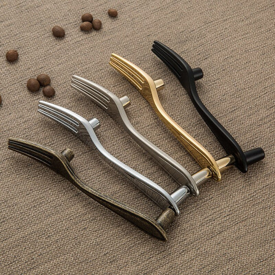Creative Cutlery Furniture Cabinet Handle Knife And Fork Spoon Black Cupboard Kitchen Knobs Drawer