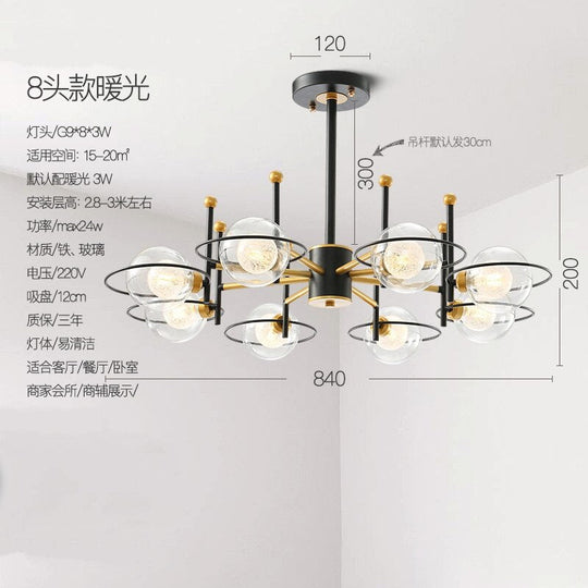 Modern Glass Ball Led Chandeliers For Living Room Cafe Lustre Plafonnier Minimalist Bedroom