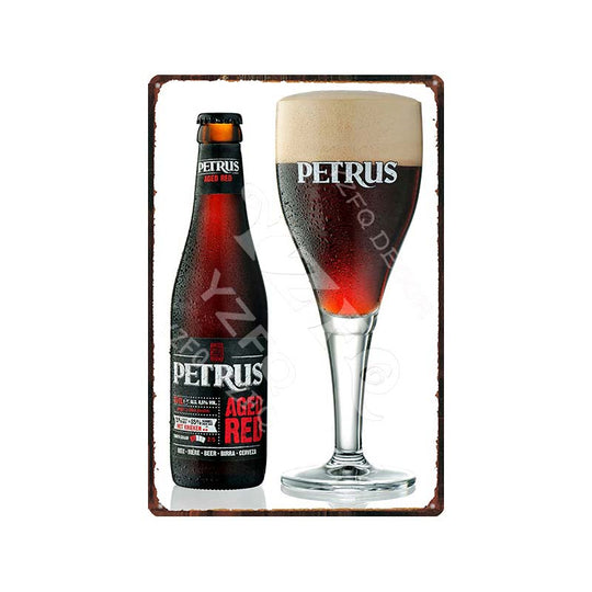 Vintage Belgium Beer Tin Signs: Vedett Petrus Retro Metal Plates Du - 9180 / China 20X30Cm Wall