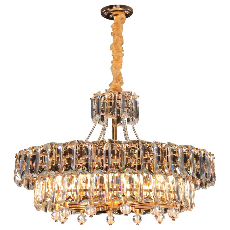 Modern Led Crystal Chandelier Lighting Living Room Luster Round Rectangle Golden Indoor Chandelier
