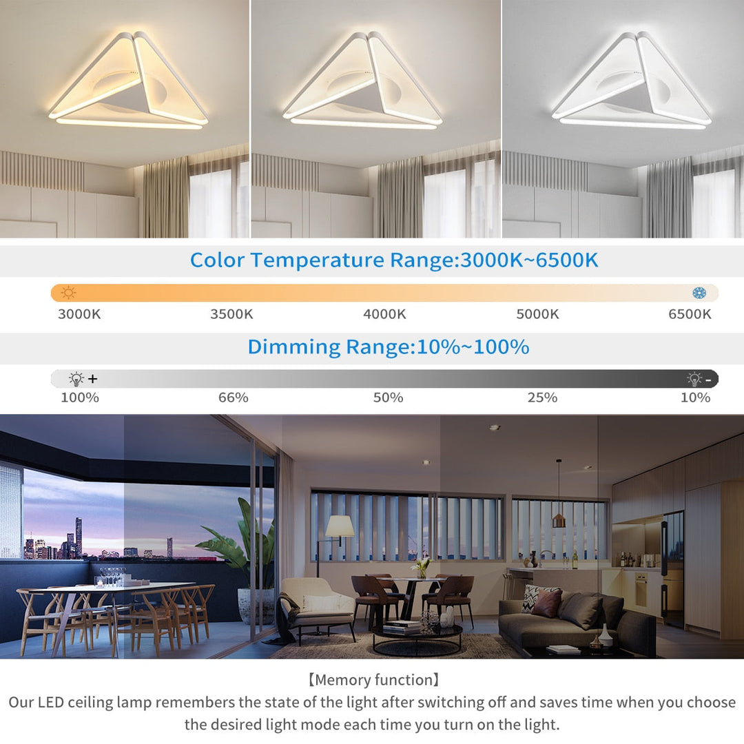 Modern Led Chandelier Lighting For Bedroom Study Room Living Room White/Black/Grey 90 - 260V