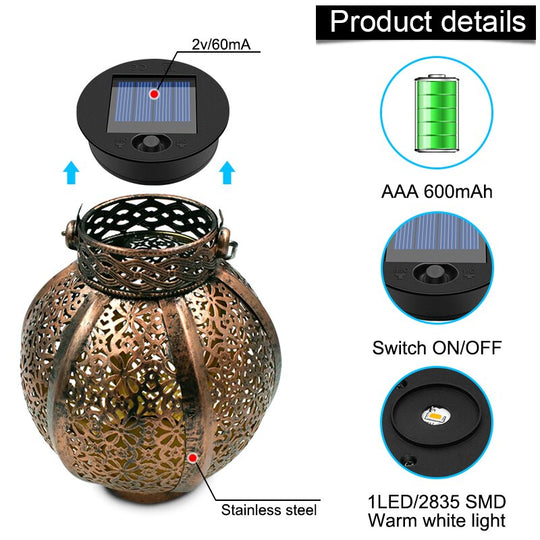Retro Hollow Solar Lanterns: Unique Hanging Decor For Gazebos And Patios Lights