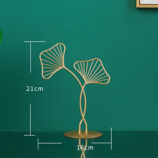 Nordic Golden Ginkgo Leaf Sculpture: Modern Iron Artwork For Home Decor And Special Occasions E - S