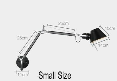 American Industrial Wall Light Black Silver E27 Rotatable Long Arm Lamp With Switch For Bedside