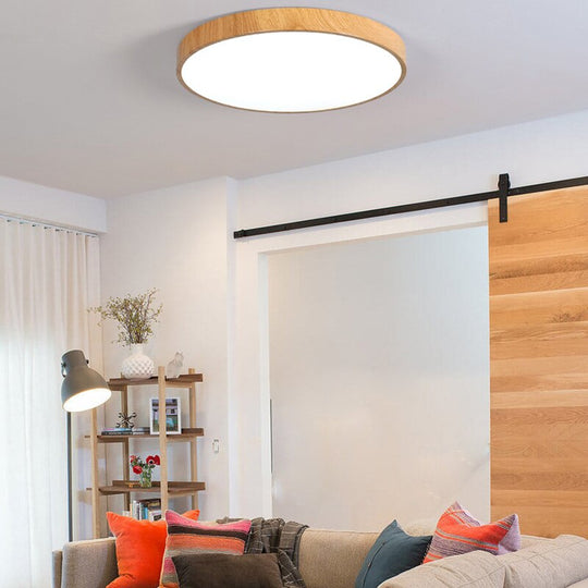Ultra - Thin Wood Grain Led Ceiling Light Modern Lamp Living Room Lighting Fixture Bedroom Kitchen