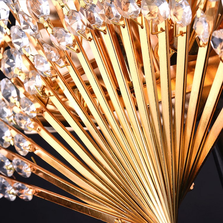 Modern Crystal Fan - Shape Bedroom Wall Light Luxury European Corridor Bedside Sconces Mirror Front