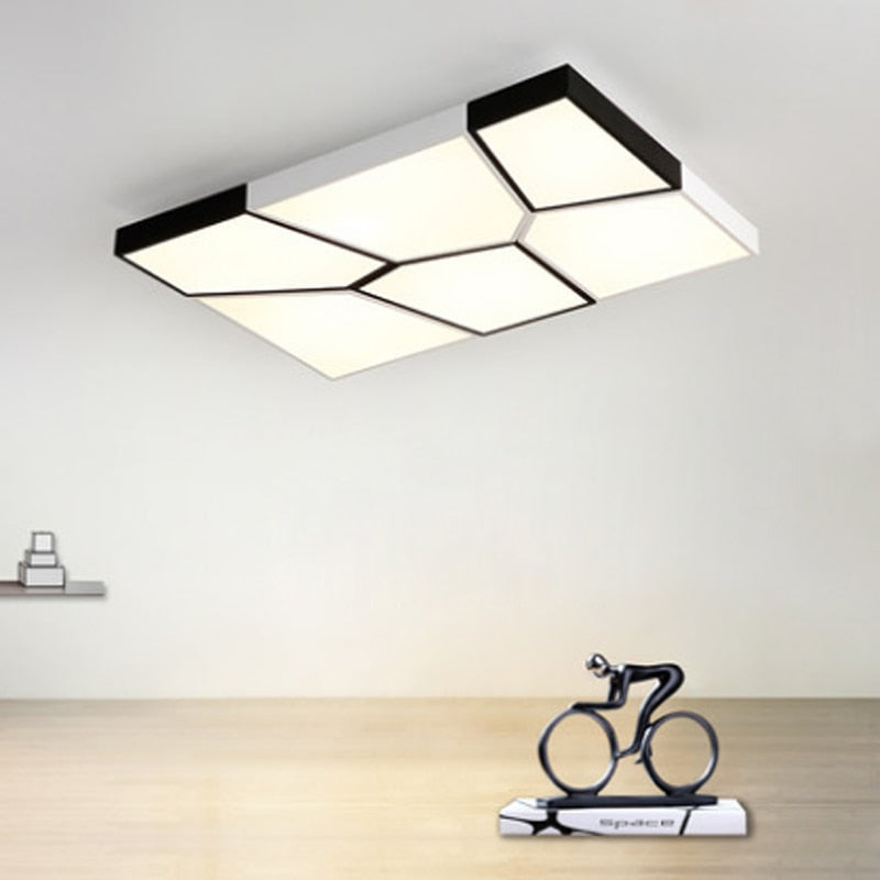 Modern Minimalist Led Ceiling Lamp Creative Geometric Black / White Dimmable Nordic Living Room