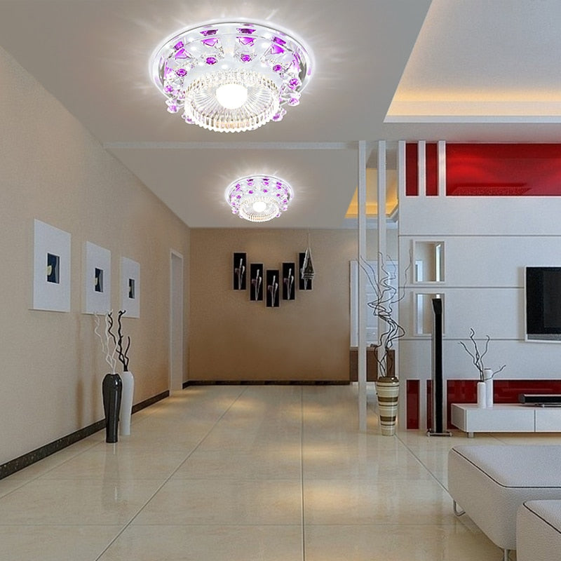 Modern Palette Circle Led Crystal Ceiling Lamp Home Deco Aisle Corridor Entrance Hallway Glas