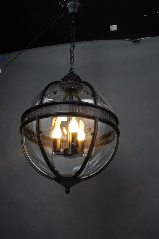 Vintage Loft Globe Pendant Lights Wrought Iron Glass Shade Kitchen Light Dinning Hanging Lamps Bar