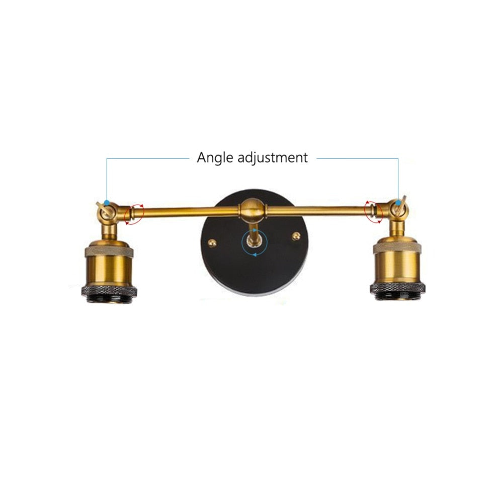 Double Head E27 Base Led Wall Light Decorative Lights Retro Classical Style Copper Lamp For Bedroom