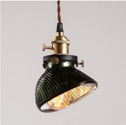 America Country Vintage Pendant Light With Glass Lampshade In Loft Industrial Lamp Handlamp