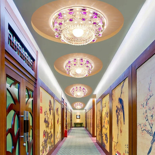 Modern Palette Circle Led Crystal Ceiling Lamp Home Deco Aisle Corridor Entrance Hallway Glas