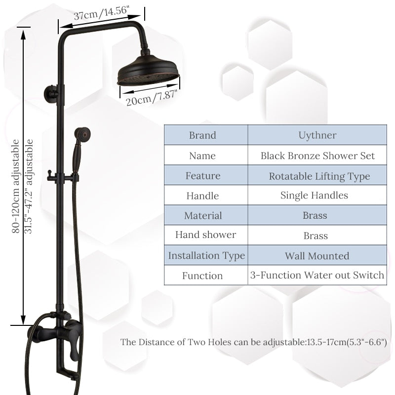 8 ’Rain Shower Faucet Bathroom Set Wall Mounted Mixer With Hand Sprayer 3 - Model Switch Hot &