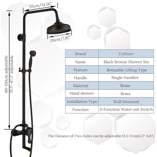 8 ’Rain Shower Faucet Bathroom Set Wall Mounted Mixer With Hand Sprayer 3 - Model Switch Hot &
