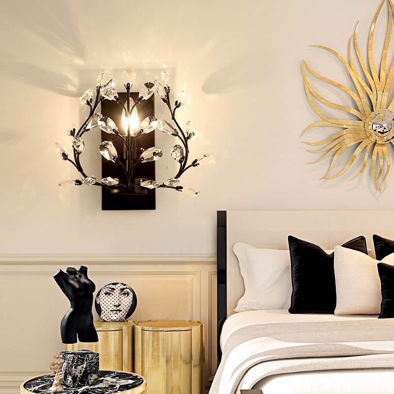 E14 Wall Sconce Crystal Light Simple And Creative Bedroom Bedside Lamp Lights Gold/Sliver For Home