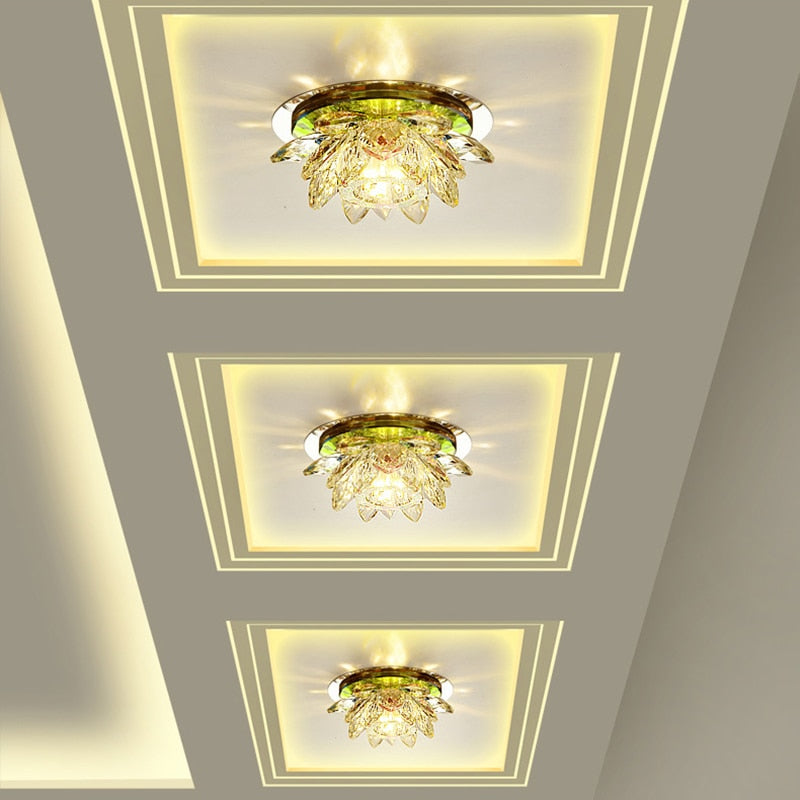 Crystal Led Ceiling Light 3W Ac90 - 260V Modern Lamp Aisle Corridor Hall Lighting Pumpkin Lotus