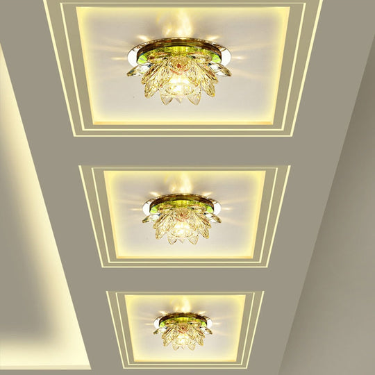 Crystal Led Ceiling Light 3W Ac90 - 260V Modern Lamp Aisle Corridor Hall Lighting Pumpkin Lotus