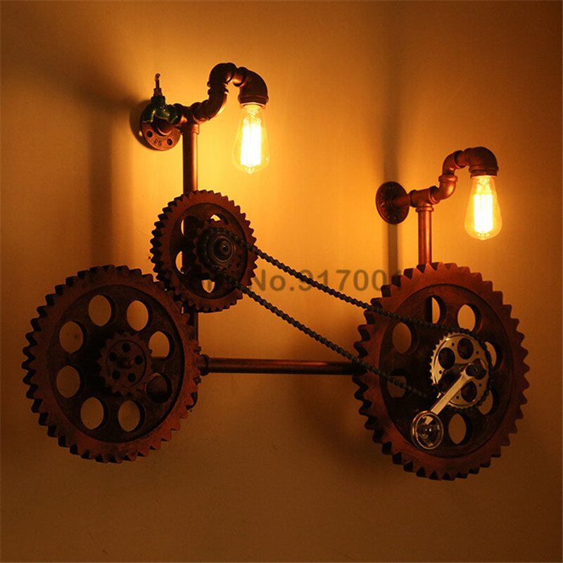 Loft Retro Heavy Industrial Style Wall Lamp Restaurant Bar Cafe Decoration Gear Water Pipe Iron
