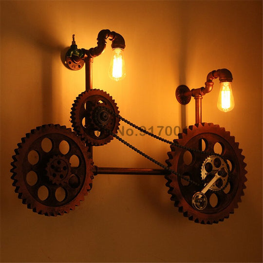 Loft Retro Heavy Industrial Style Wall Lamp Restaurant Bar Cafe Decoration Gear Water Pipe Iron
