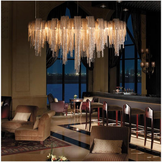 Luxury Tassel Chandelier In Gold/Silver Living Room Decorative Light For Home/ Commercial Use