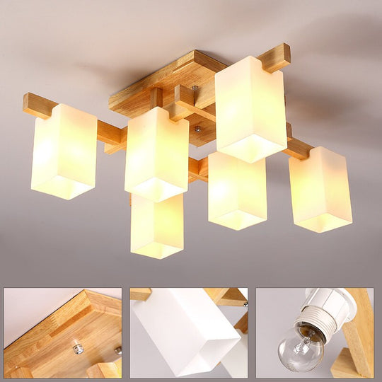 Nordic Minimalist Creative Led Wood Style Living Room Ceiling Lamp Personality Japanese Home Deco