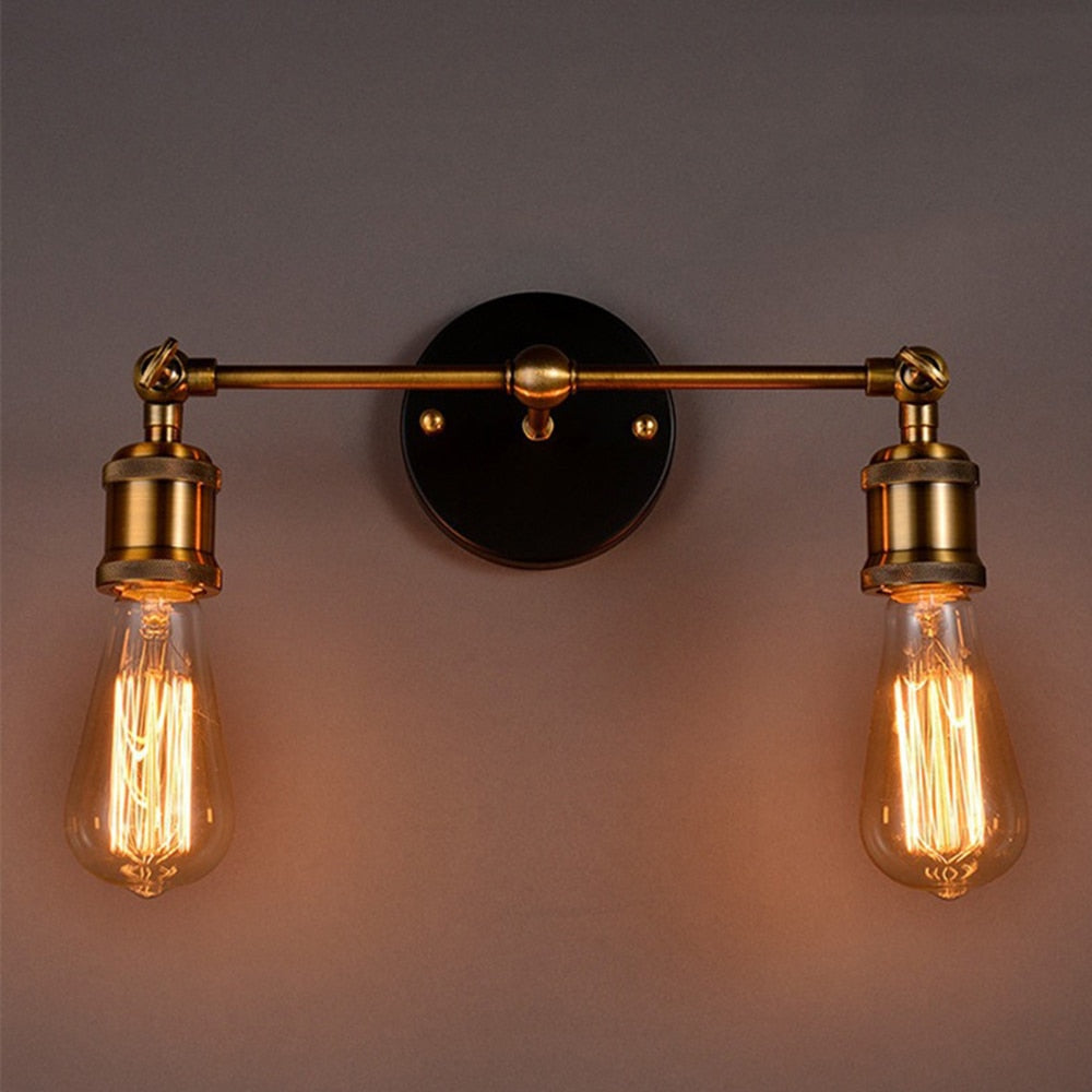 Double Head E27 Base Led Wall Light Decorative Lights Retro Classical Style Copper Lamp For Bedroom