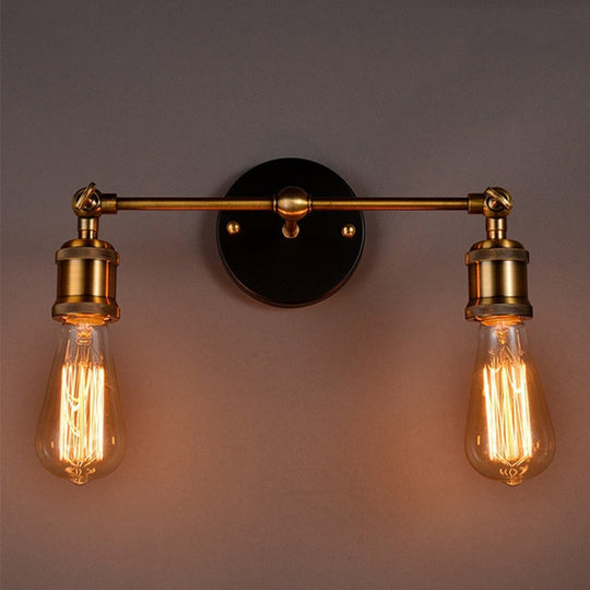 Double Head E27 Base Led Wall Light Decorative Lights Retro Classical Style Copper Lamp For Bedroom