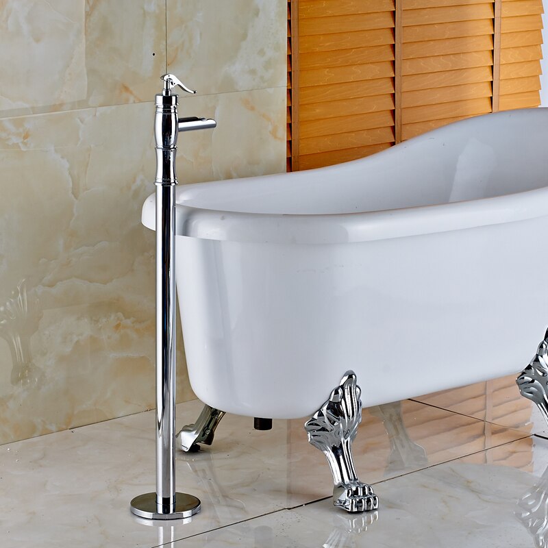 4 - Colors Floor Mount Clawfoot Bath Tub Filler Faucet Single Free Standing Bathtub Mixer With Hot