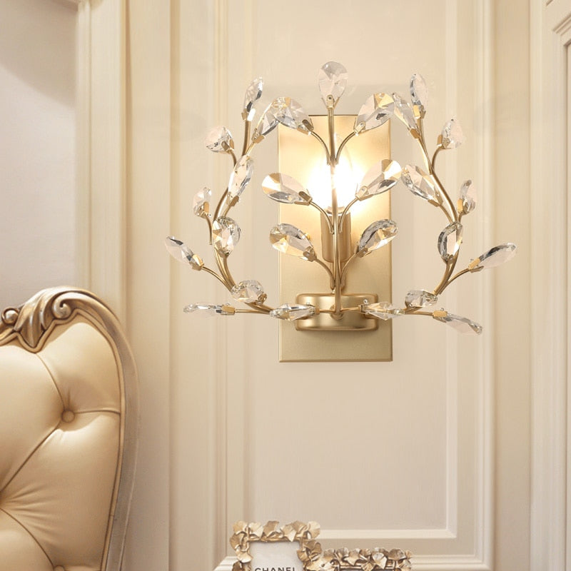 E14 Wall Sconce Crystal Light Simple And Creative Bedroom Bedside Lamp Lights Gold/Sliver For Home