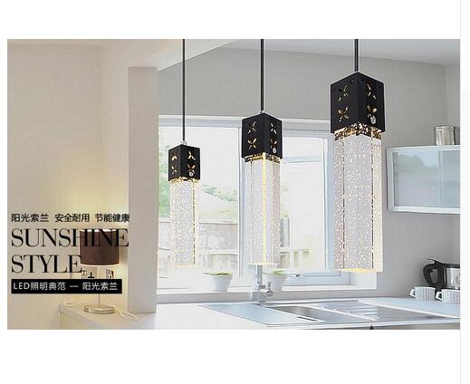 Crystal Pendant Light 3 Head Led Lights Bubble New Modern Column Pendant Lamp Pyramid Transparent
