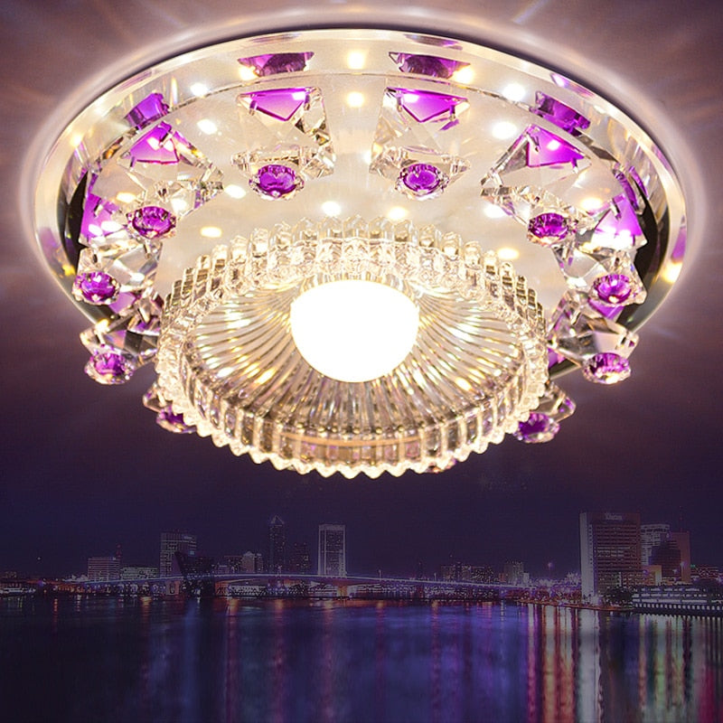 Modern Palette Circle Led Crystal Ceiling Lamp Home Deco Aisle Corridor Entrance Hallway Glas