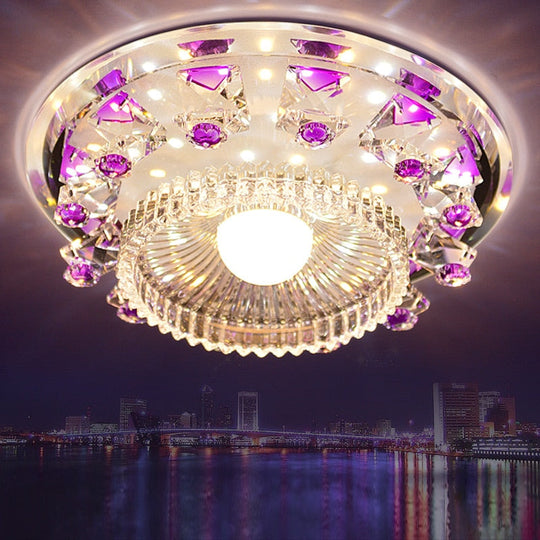 Modern Palette Circle Led Crystal Ceiling Lamp Home Deco Aisle Corridor Entrance Hallway Glas