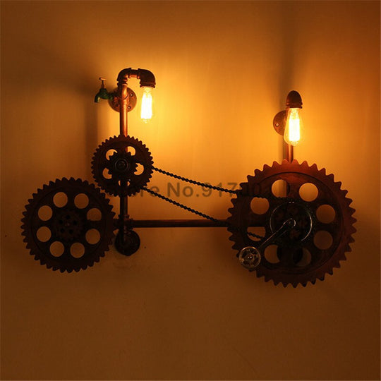 Loft Retro Heavy Industrial Style Wall Lamp Restaurant Bar Cafe Decoration Gear Water Pipe Iron