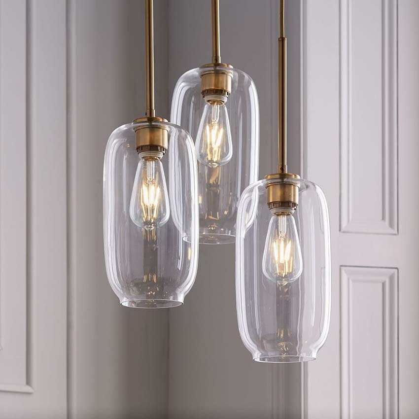 Nordic Glass Suspension Luminaire Clear Cognac Nordic Hanging Pendant Lamp Hallway Dining Room Bar
