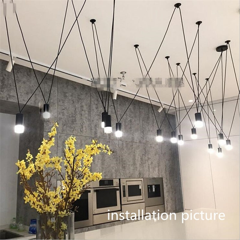 Unique Design Match Line Led Pendant Light Fixture Geometric Diy Wire Hanging Lamp Lustre Home Decor