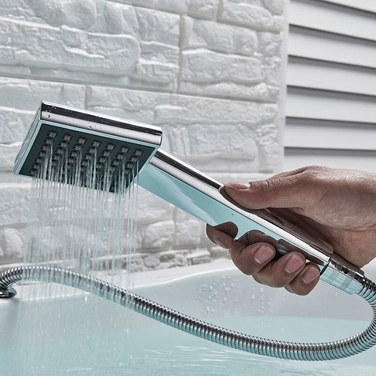 Deck Mount 3Pcs Waterfall Bathtub Faucet Single Handle Handheld Tub Mixer Taps Chrome Widespread