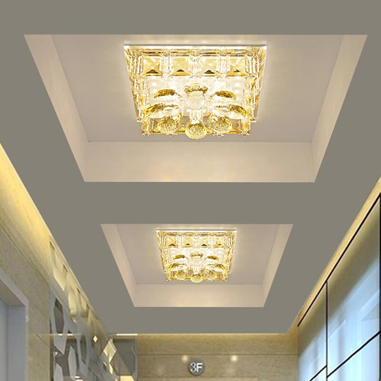 Modern Fashion Square Crystal Ceiling Light Home Corridor Deco Surface Mounted Entrance Aisle Led