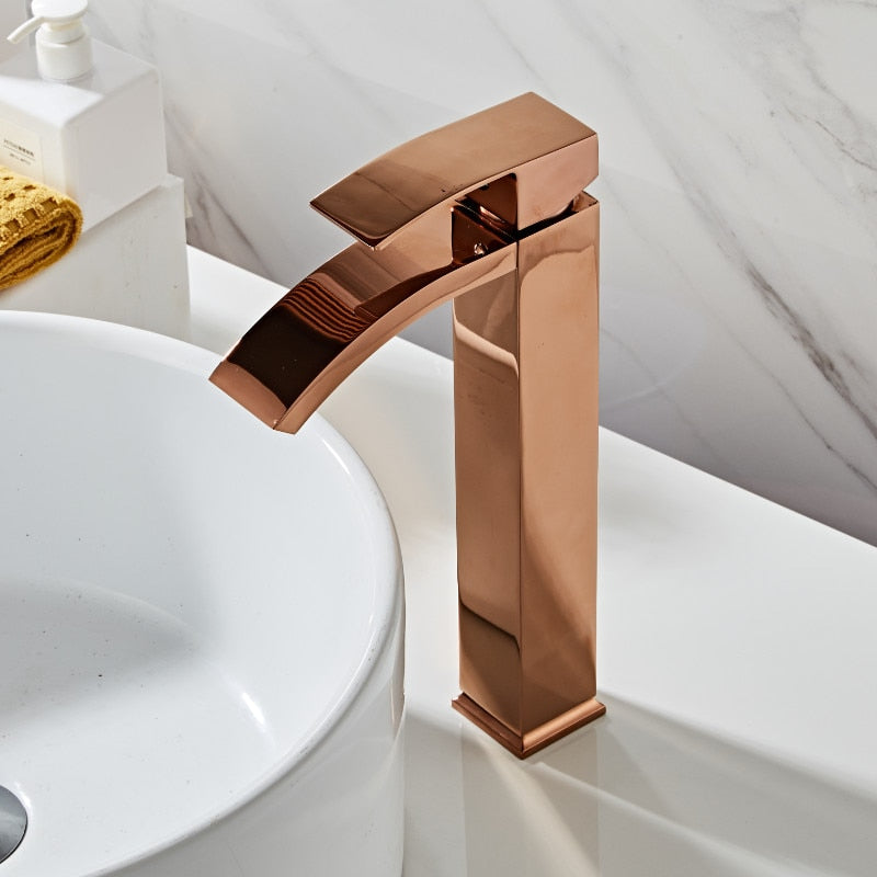 Basin Faucet Brass Bathroom Single Handle Torneiras Para Pia De Banheiro Rose Gold Sink Wash