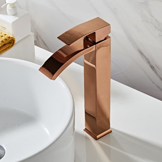 Basin Faucet Brass Bathroom Single Handle Torneiras Para Pia De Banheiro Rose Gold Sink Wash