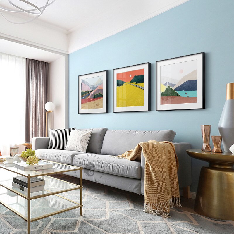 Scandinavian Abstract Landscape Canvas Poster: Modern Mountain Painting Wall Painting