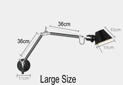 American Industrial Wall Light Black Silver E27 Rotatable Long Arm Lamp With Switch For Bedside