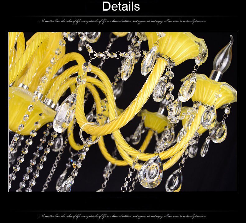 Sunbeam Majesty: Elegant Yellow Crystal Chandelier For Living Room Dining And Bedroom - Luxurious