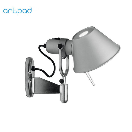American Industrial Wall Light Black Silver E27 Rotatable Long Arm Lamp With Switch For Bedside