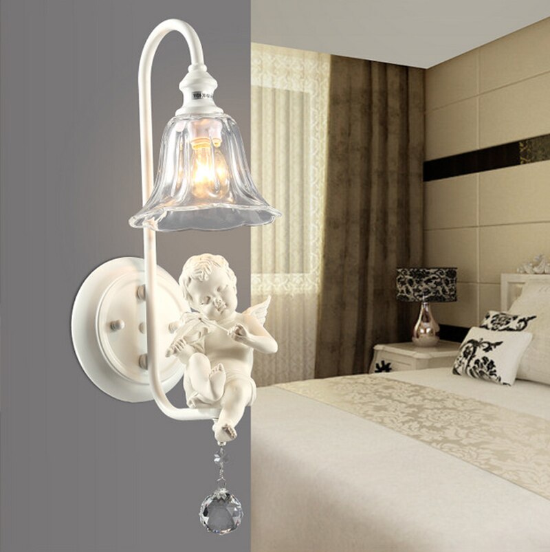 Nordic Wall Lamp Angel Pastoral Bedside Light Foyer Study Classic Interior Home Decor Corridor