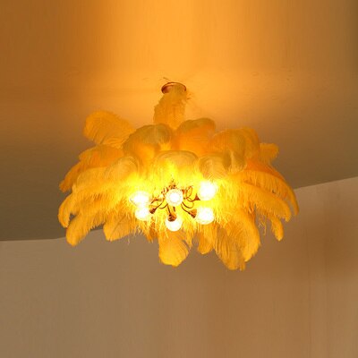 Aria - Feather Chandelier Bedroom Nordic Living Room Lamp Dining Creative Light Luxury All Copper
