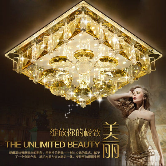 Modern Fashion Square Crystal Ceiling Light Home Corridor Deco Surface Mounted Entrance Aisle Led