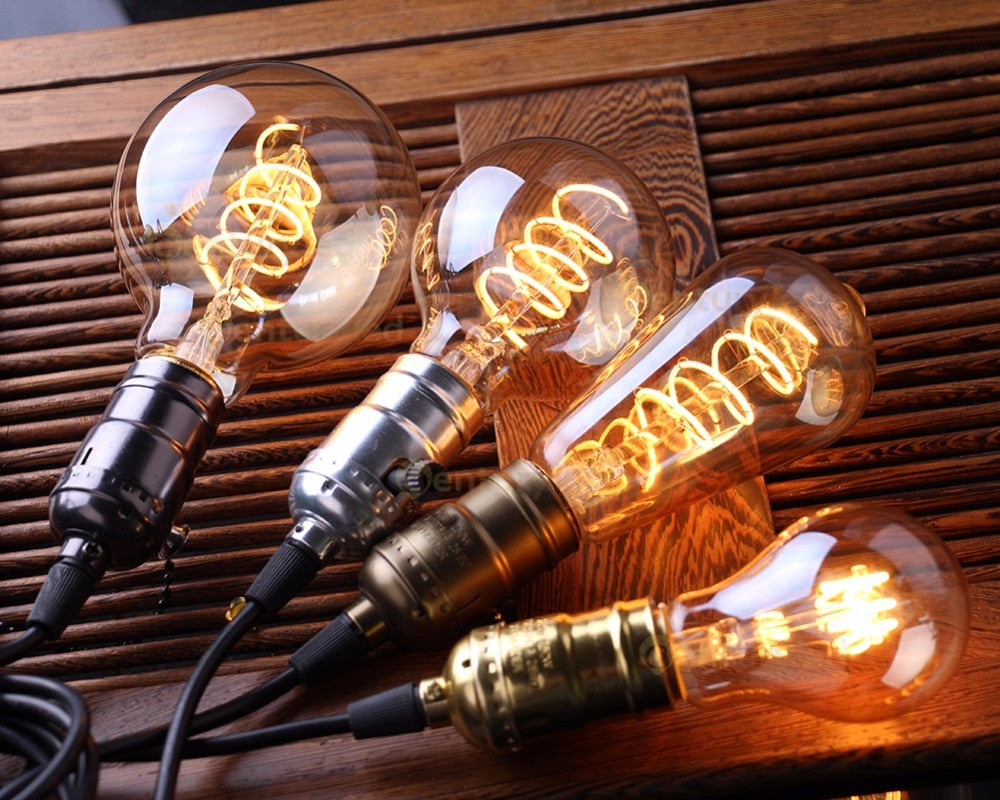 Retro Dimmable Led Edison Bulb E27 3W Gold Spiral Filament St64 G125 Ampoule Lamp Incandescent