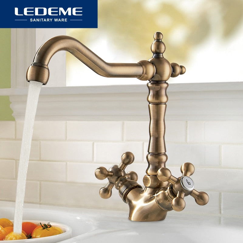 Europe Style Basin Kitchen Faucet Total Brass Bronze Finished Swivel Bathroom Mixer Tap Sink 360