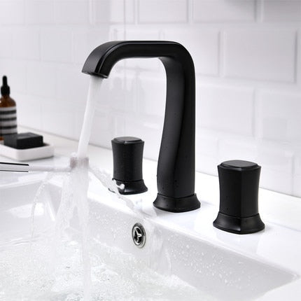 Rose Gold Bathroom Basin Faucets Brass Widespread Sink Mixer Tap Hot & Cold Lavatory Crane 3 Hole