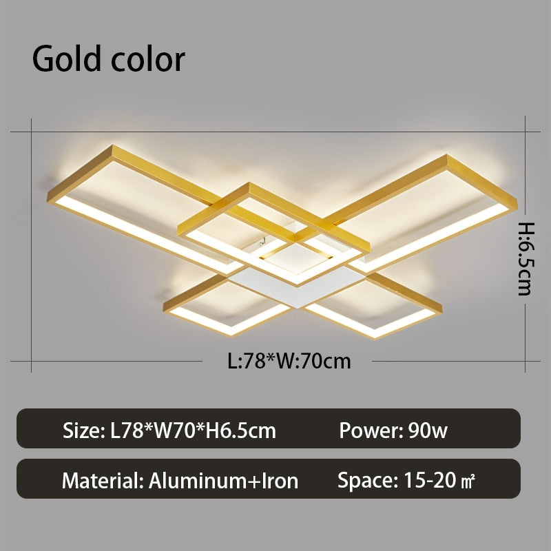 Modern Led Chandeliers Lamp For Living Room Bedroom Study Indoor Gold/Black Color Ceiling Free
